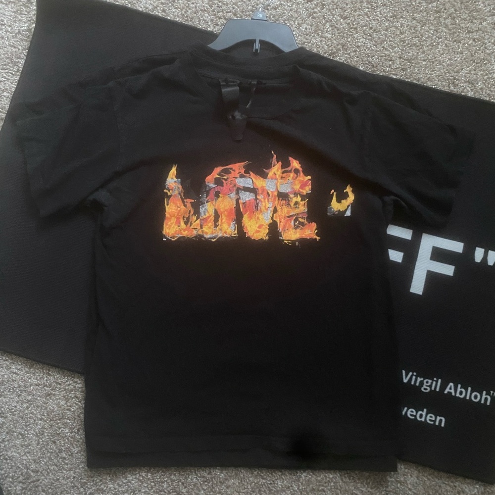 VLONE Black Tee with Flame Design